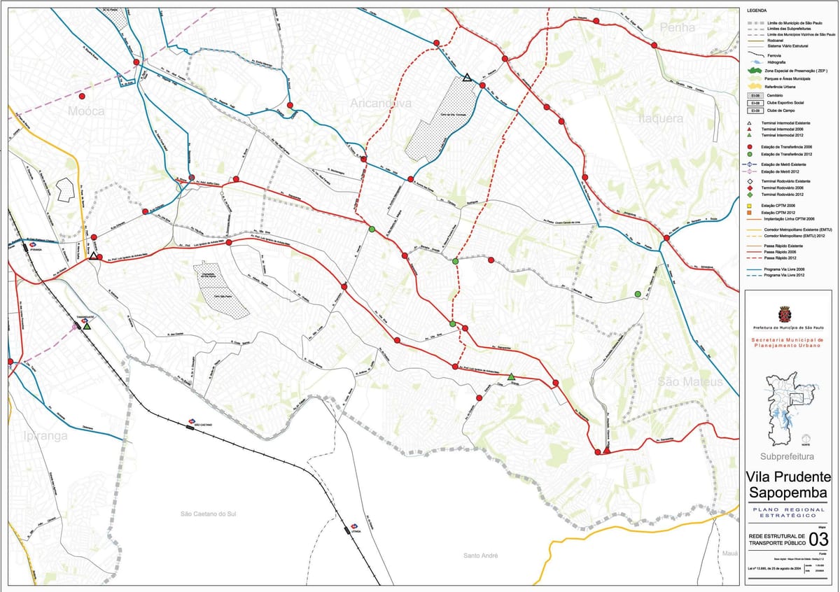 Mapa Vila Prudente São Paulo - Veřejné dopravě