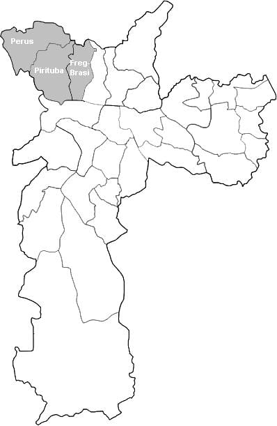 Mapa zóny Noroeste São Paulo