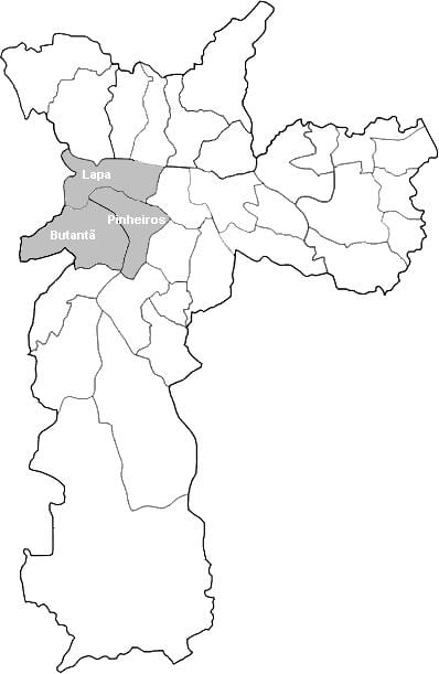 Mapa zóny Oeste São Paulo