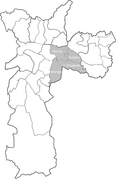 Mapa zóny Sudeste São Paulo