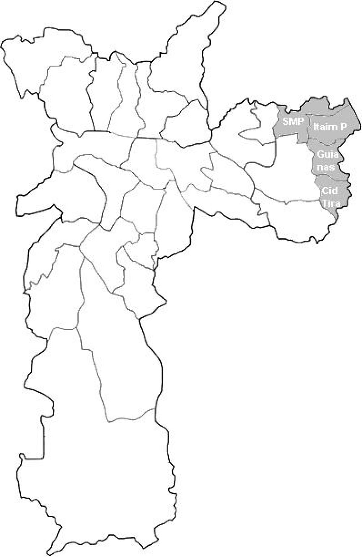 Mapa zóny Leste 2 São Paulo