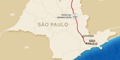 Mapa Anhanguera dálnice - SP 330
