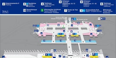 Mapa autobusové nádraží Tietê - horní patro