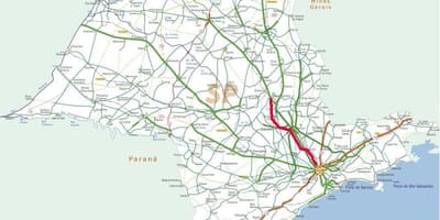 Mapa Bandeirantes dálnice - SP 348