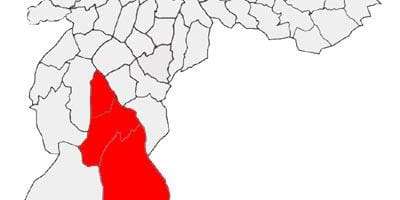 Mapa Capela dělat Socorro sub-prefektura São Paulo