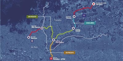 Mapa corredor Metropolitano Guarulhos - Tucuruvi