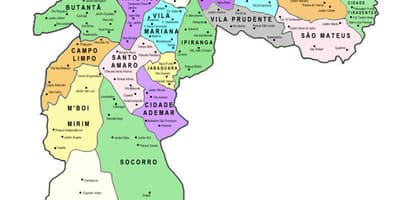 Mapa dílčích prefektur São Paulo