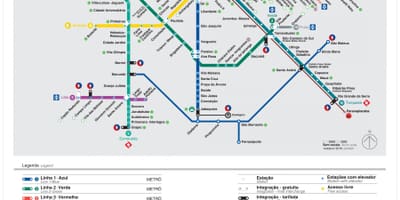 Mapa dopravní São Paulo - EMTU/SP - metro - CPTM