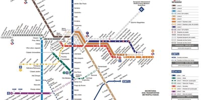 Mapa městské dopravy v São Paulo