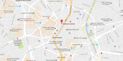 Mapa Palácio dos společnosti correios São Paulo