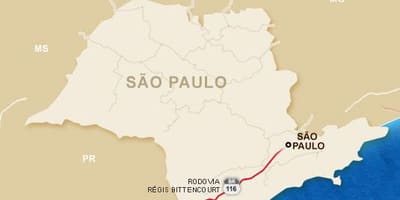 Mapa Régis na závody. dálnice - BR 116
