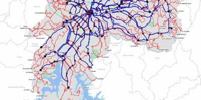 Mapa terminály autobusové Státu São Paulo